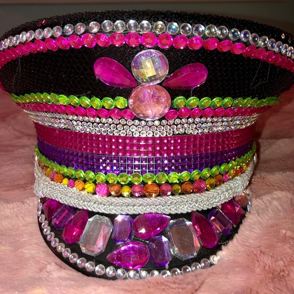 💥HANDMADE💥 Bejeweled Festival Captains Hat